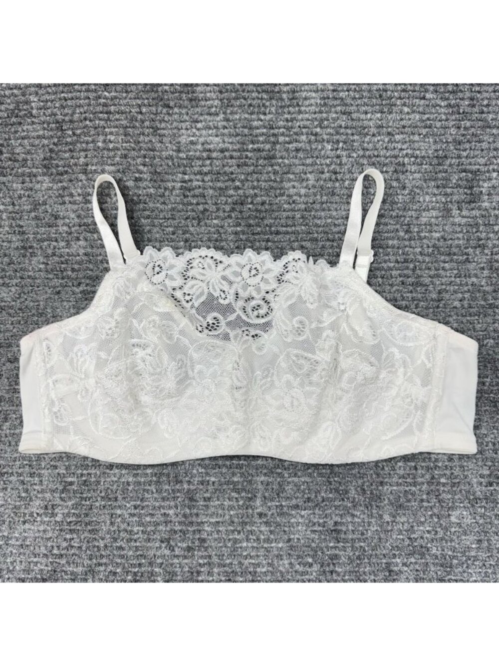 Olga Bra 40C Pretty Lace Cami Underwire Unlined White Floral Overlay 35263